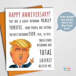 Zabawna karta rocznicowa Trumpa | Zabawna karta Trumpa | Karta rocznicowa dla męża | Karta rocznicowa | Karta rocznicowa do wydrukowania