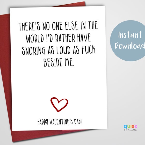 Funny Valentines Card | Card for Boyfriend | Card for Husband | Card for Girlfriend | Card for Wife | Snore Valentine Card