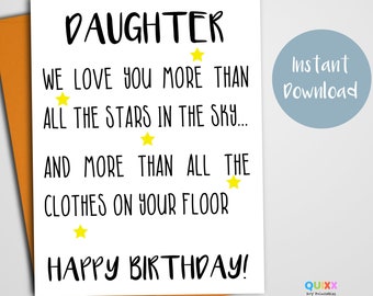 Funny Birthday Card | For Daughter | Dirty Room | Instant Download | Printable Birthday Card