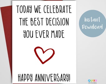 Funny Anniversary Card | Card for Boyfriend | Card for Husband | Card for Girlfriend | Card for Wife | Printable Anniversary Card