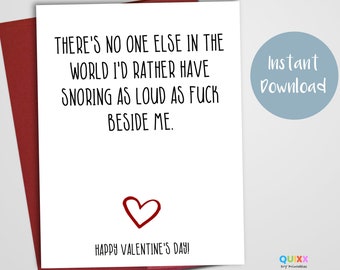 Funny Valentines Card | Card for Boyfriend | Card for Husband | Card for Girlfriend | Card for Wife | Snore Valentine Card