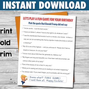 Funny Trump Birthday Card | Funny Trump Card | Trump Quotes | Printable Birthday Card