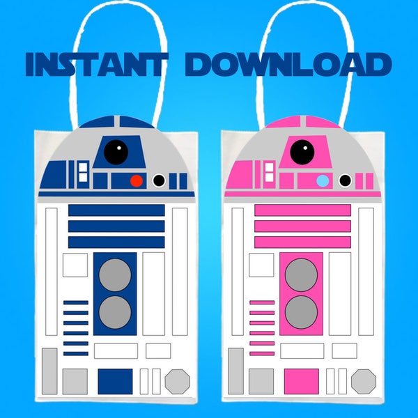 Star Wars R2D2 Party Favor Bag Printable, Star Wars Birthday Party Goodie Bag, Star Wars Party Supplies, Star Wars Party Favor