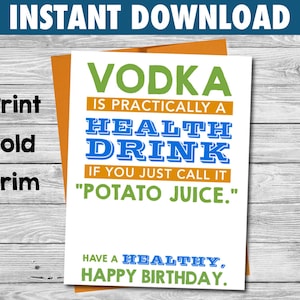 Biglietto di compleanno divertente / Biglietto di compleanno Vodka / Compie 21 anni / 21° compleanno / Download istantaneo / Biglietto di compleanno stampabile