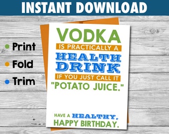 Funny Birthday Card | Vodka Birthday Card | Turning 21 | 21st Birthday | Instant Download | Printable Birthday Card