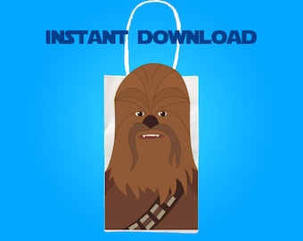 Star Wars Chewbacca Party Favor Bag Printable, Star Wars Birthday Party Goodie Bag, Star Wars Party Supplies, Star Wars Party Favor