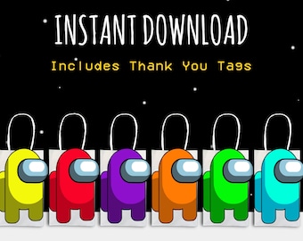 Among Us Party Favor Bag Printables, Birthday Goodie Bag (Digital Download)