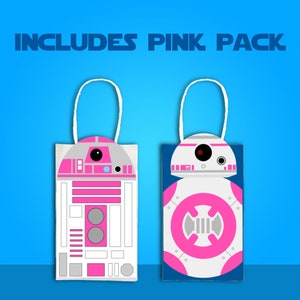 Puede incluir: Dos bolsas de regalo con tem&aacute;tica R2-D2 rosa y blanca con asas. Las bolsas presentan un dise&ntilde;o R2-D2 rosa y blanco. Incluye Pink Pack.