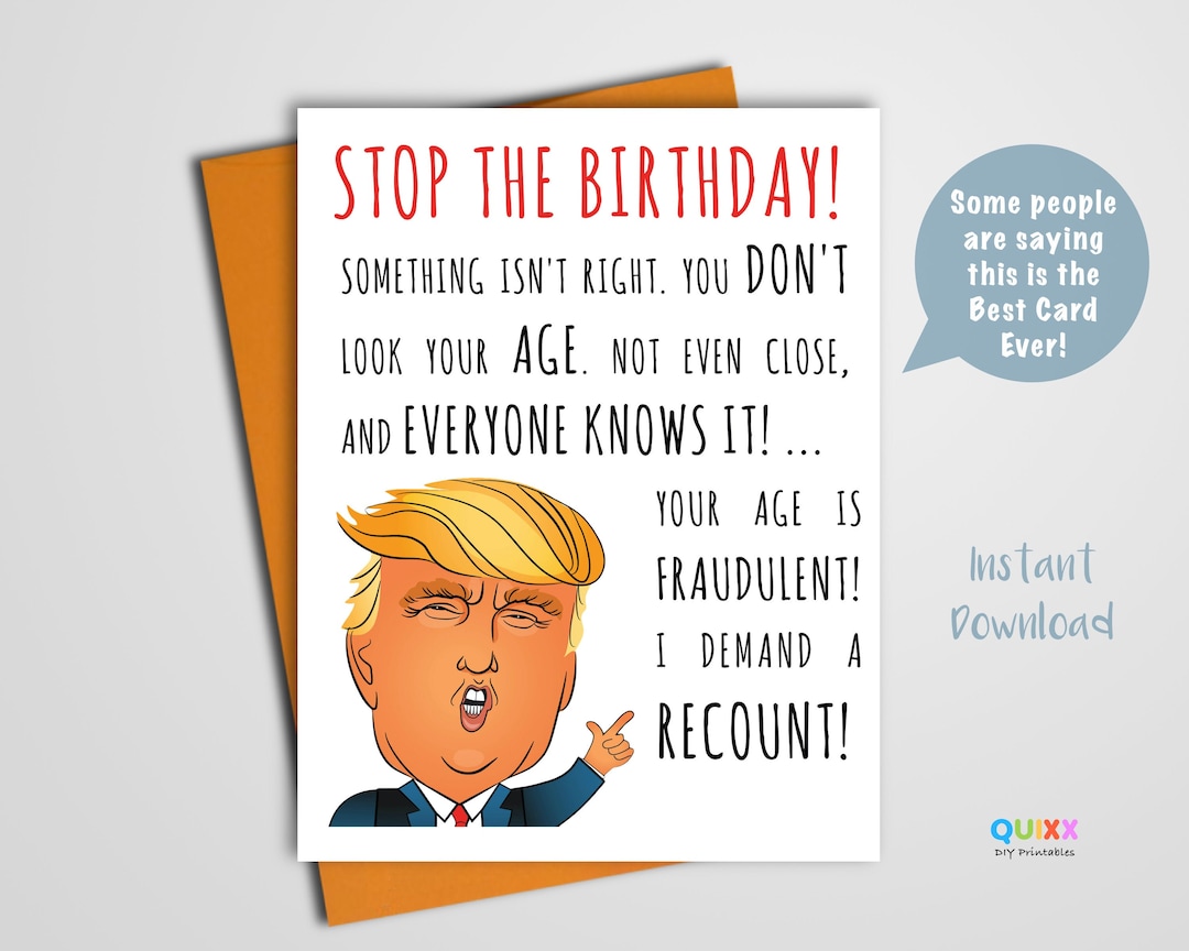 Funny Trump Card | Funny Trump Birthday Card | Funny Trump Gift | Stop ...