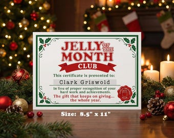 Jelly Of The Month Club Printable, Funny Christmas Gift, White Elephant Gift, Stocking Stuffers, National Lampoons Christmas Vacation