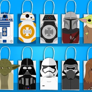 Star Wars Party Favor Bag, Star Wars Party Goodie Bag, R2D2, BB8, Yoda, Chewbacca, Stormtrooper, Darth Vader Party, Mandalorian, Baby Yoda image 1