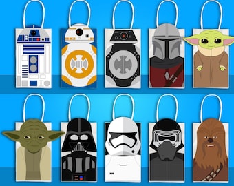 Star Wars partij gunst tas, Star Wars partij Goodie Bag, R2D2, BB8, Yoda, Chewbacca, Stormtrooper, Darth Vader Party, Mandalorian, Baby Yoda