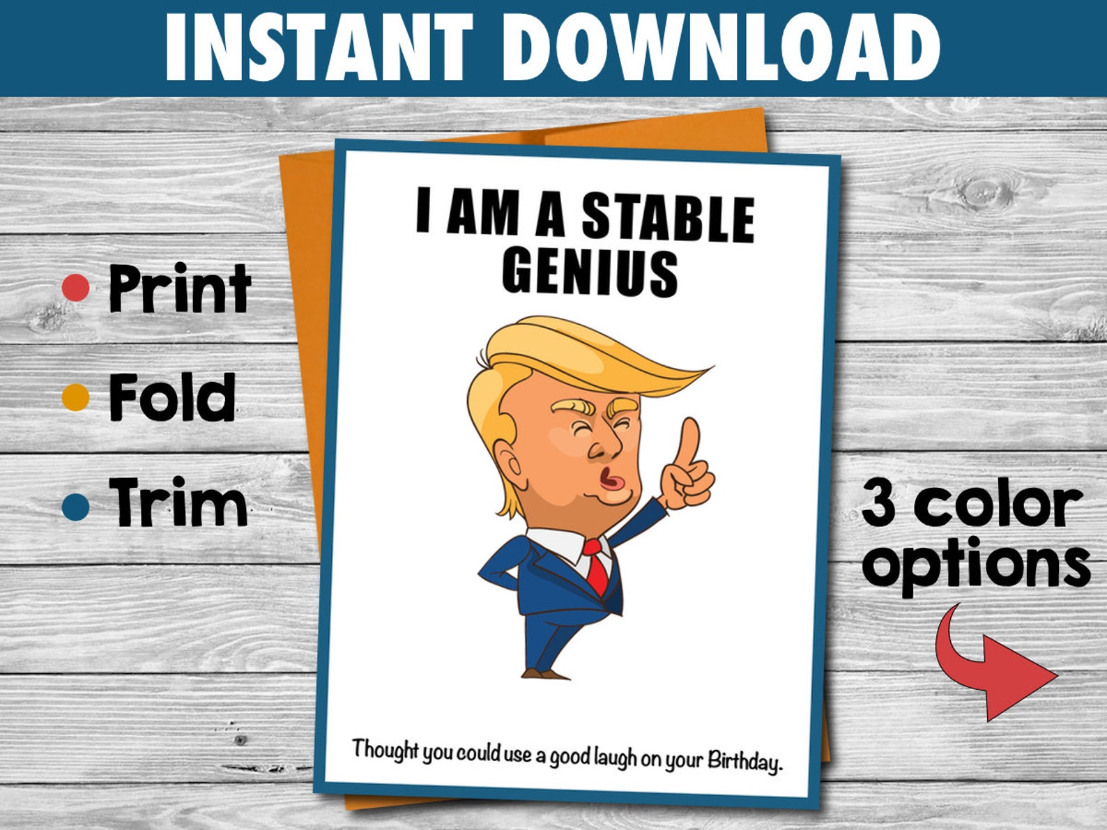 Funny Trump Birthday Card Funny Political Card Stable | Etsy