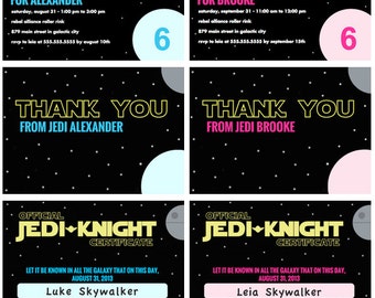 Star Wars Birthday Invitations: Jedi Certificate & Thank You Cards (Digital Download)