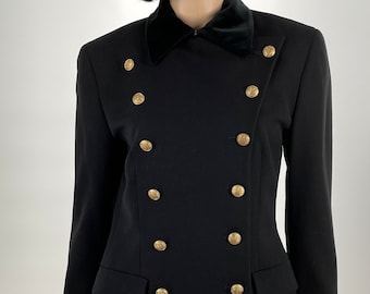Stunning Ralph Lauren Country Black Woolen Double Breasted Jacket in Military Style