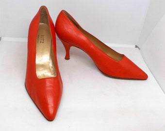 Bright Orange Leather Women's Pumps by Ritz
