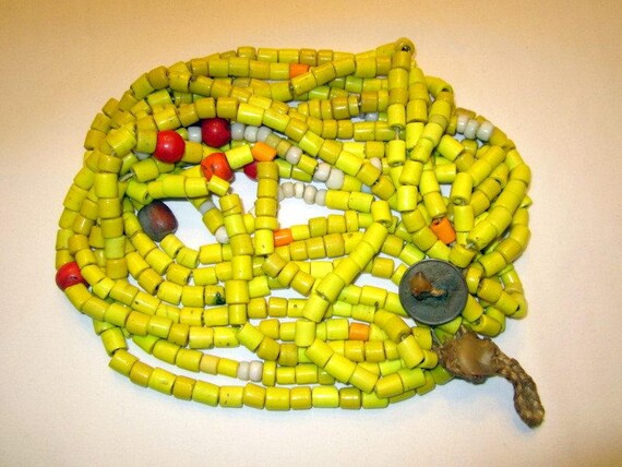 Authentic Large Yellow Tile Beaded Necklace From … - image 3