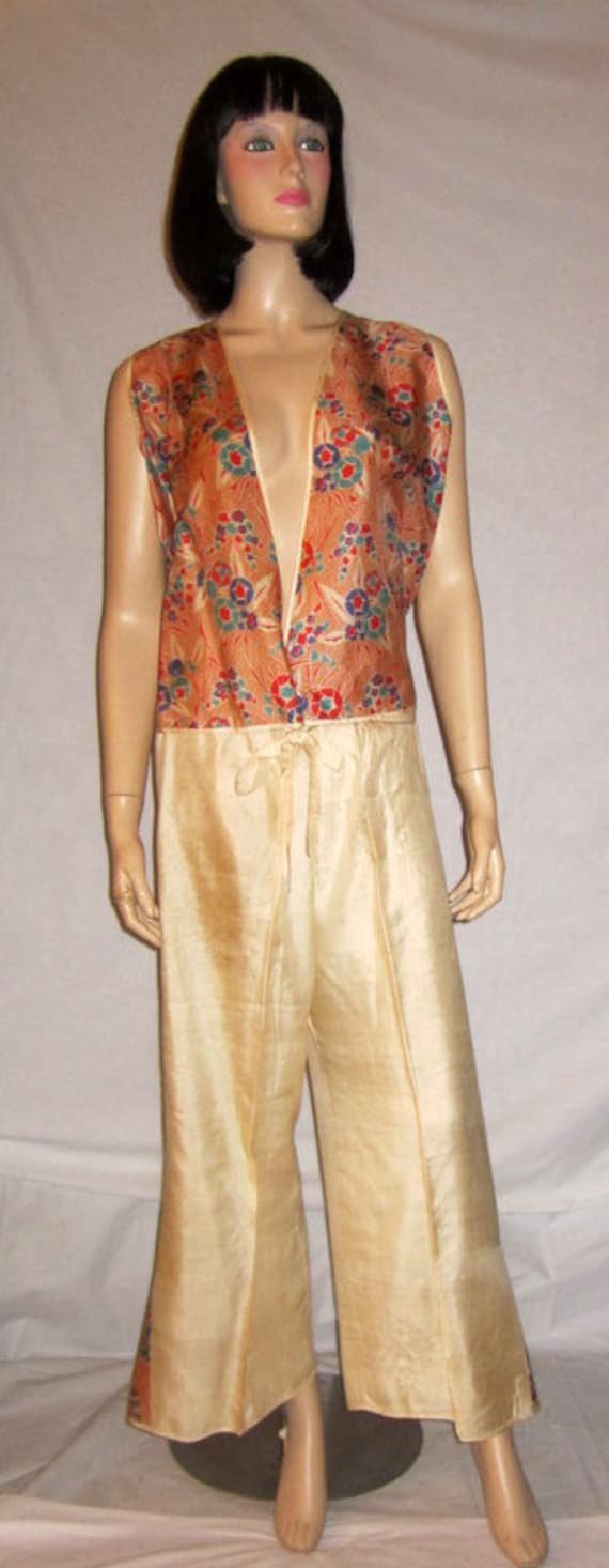 Rare, Art Deco, 1920's, Silk Printed Pajama/Loungi