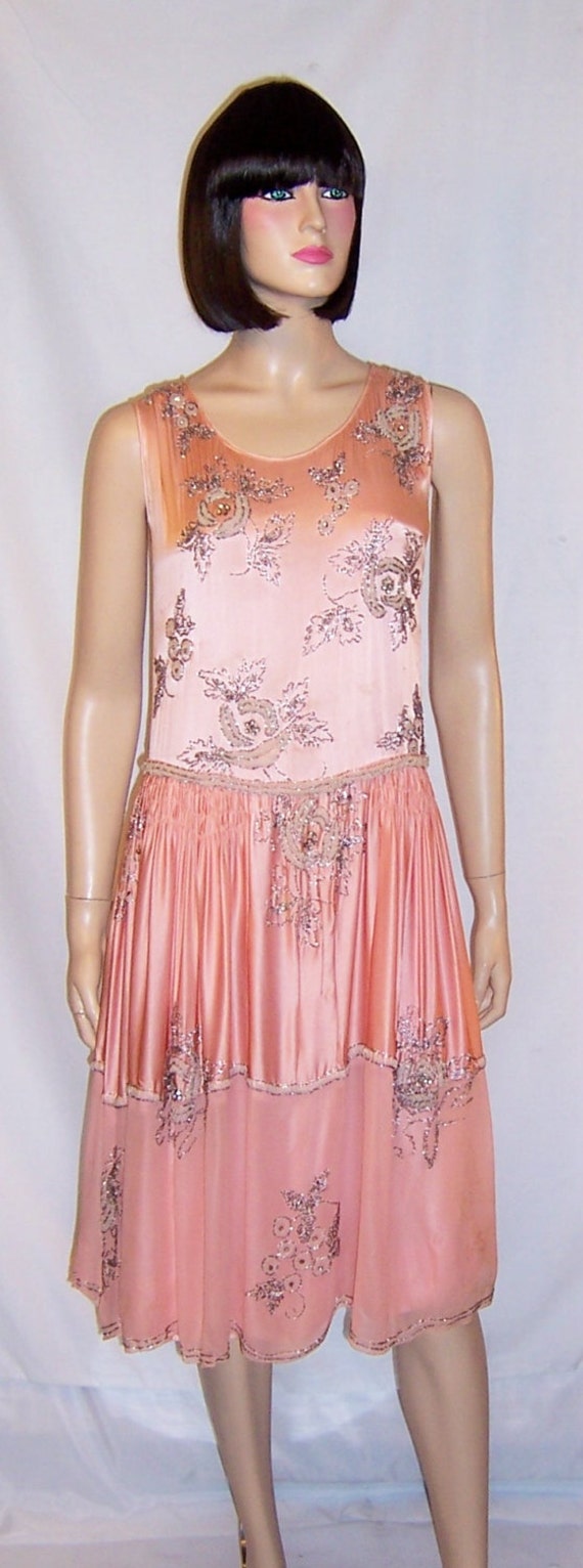 RESERVED-1920's Pink Silk Chiffon and Pink Charmeu