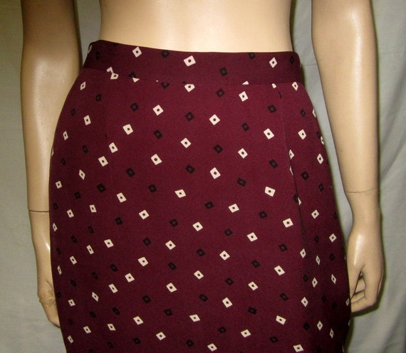 1980's DKNY Brown Silk Printed  Straight Skirt - image 4