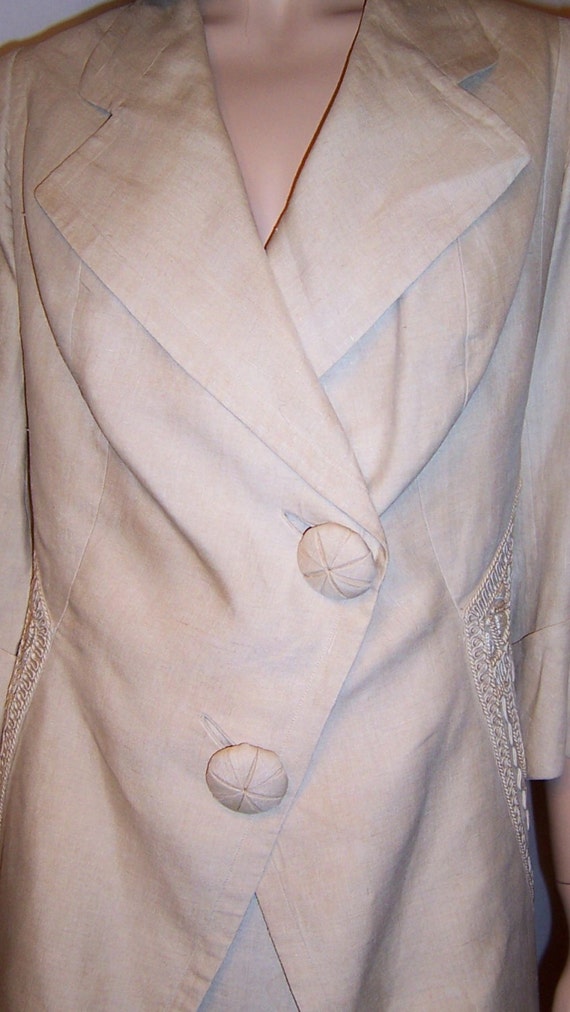 Magnificent Edwardian White Linen Jacket and Skir… - image 4