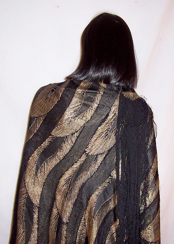 1920's,Art Deco French Black Silk and Gold Lame S… - image 4