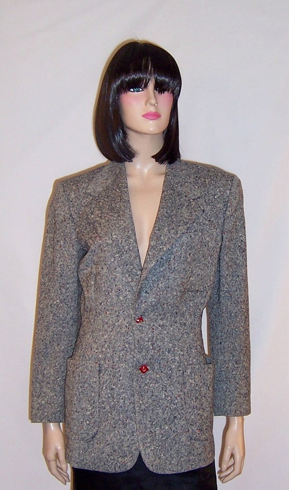 Women's, 1940's Vintage, Tweed Blazer with Red Bak