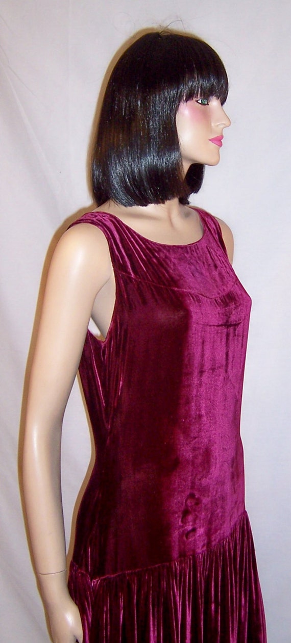 Deep Raspberry Silk Velvet  Floor Length Gown - image 5