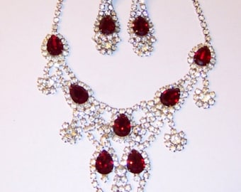 1960's Partial Parure Including Bib Necklace and Earrings