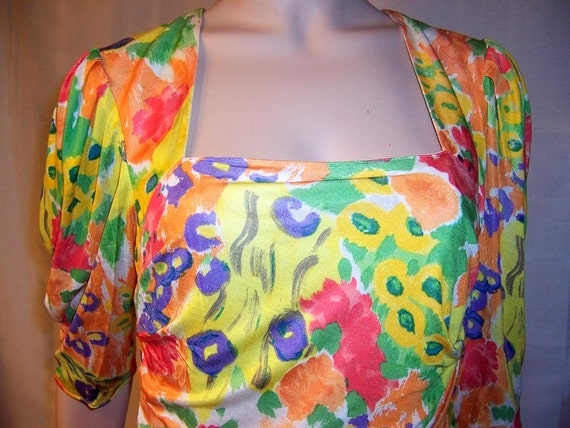 Ungaro Parallele Paris-Yellow Floral Printed Silk… - image 4