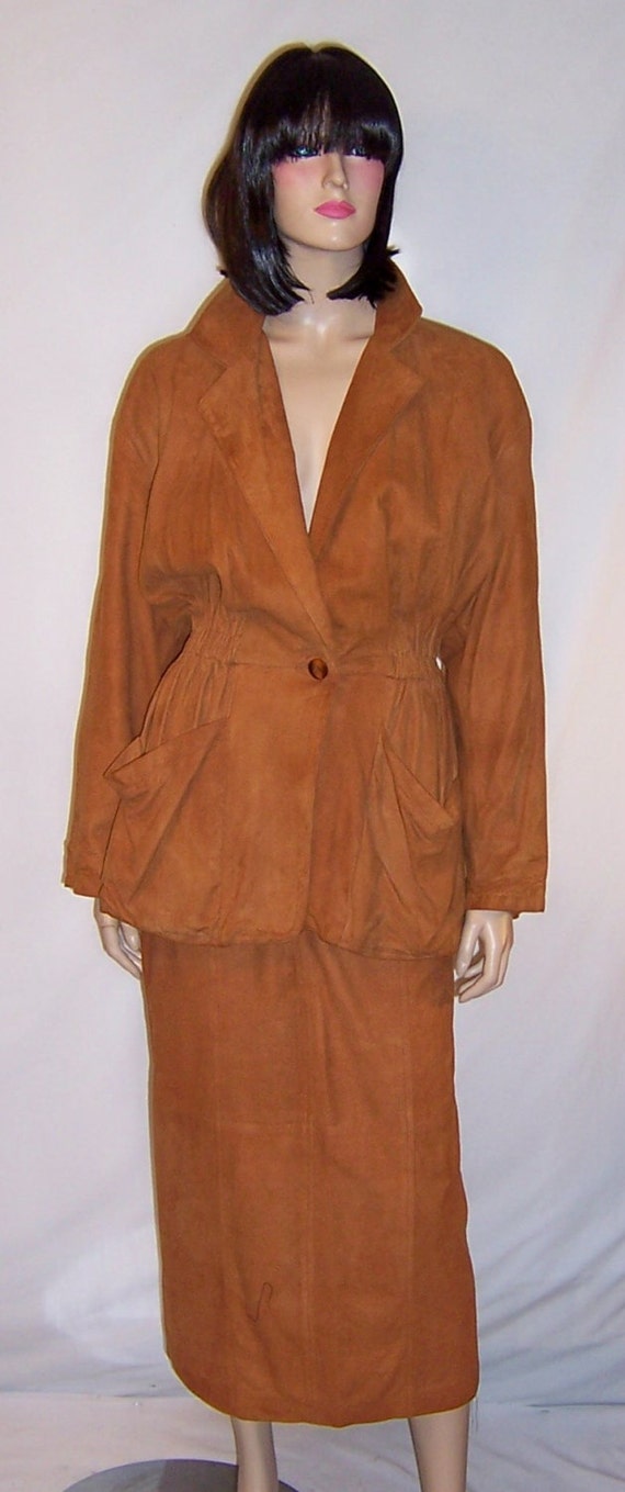 Soft Suede Ochre-Colored Women's Suit - image 1