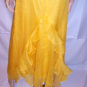 1930's Canary Yellow Organza Gown with Ruffles image 5