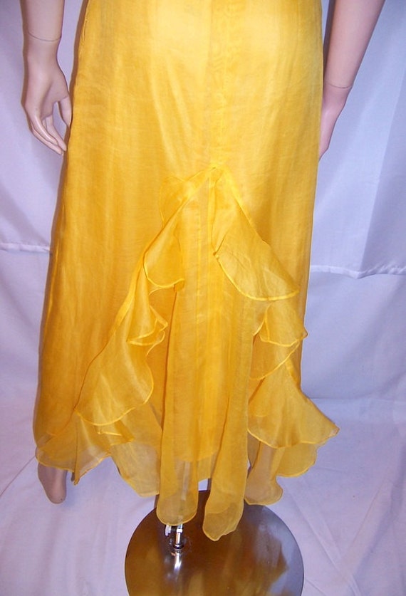 1930's Canary Yellow Organza Gown with Ruffles - image 5