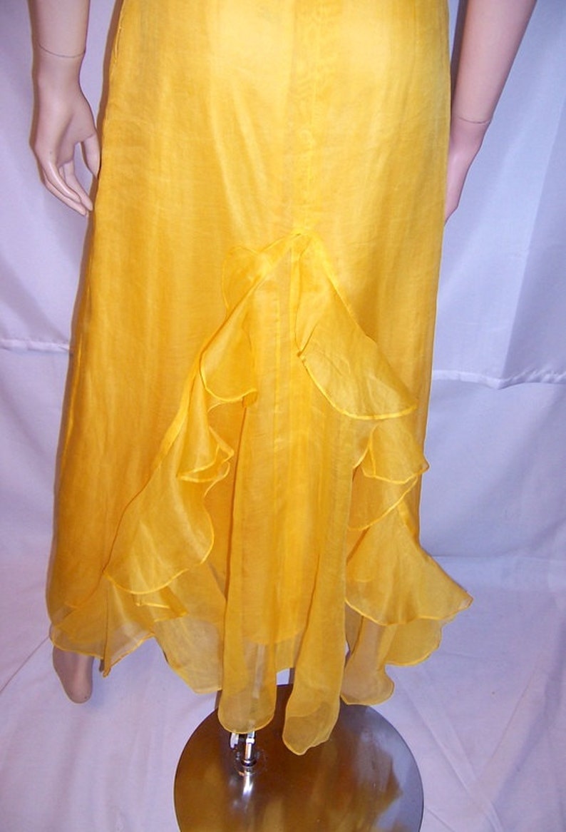 1930's Canary Yellow Organza Gown with Ruffles image 5