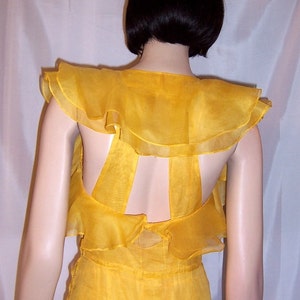 1930's Canary Yellow Organza Gown with Ruffles image 4