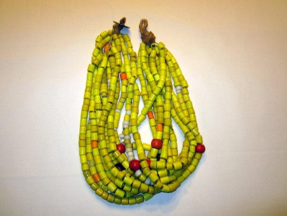Authentic Large Yellow Tile Beaded Necklace From … - image 1