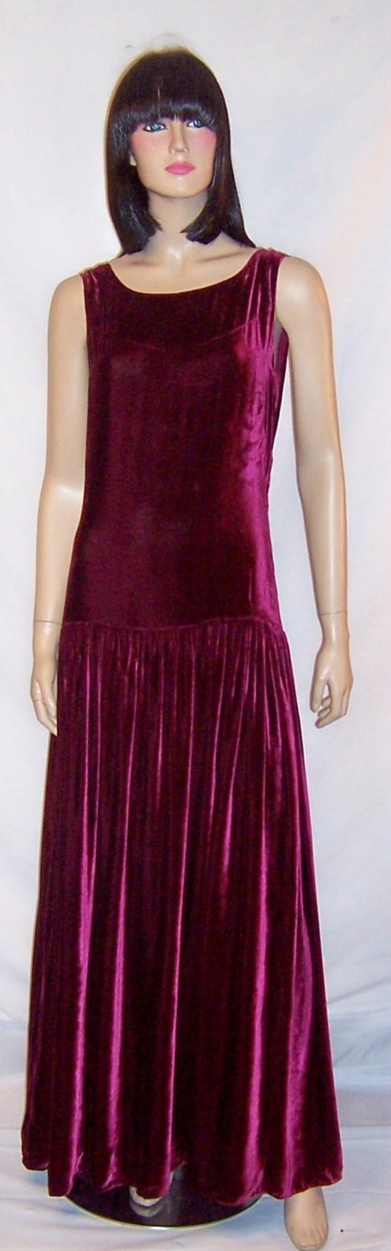 Deep Raspberry Silk Velvet Floor Length Gown image 1
