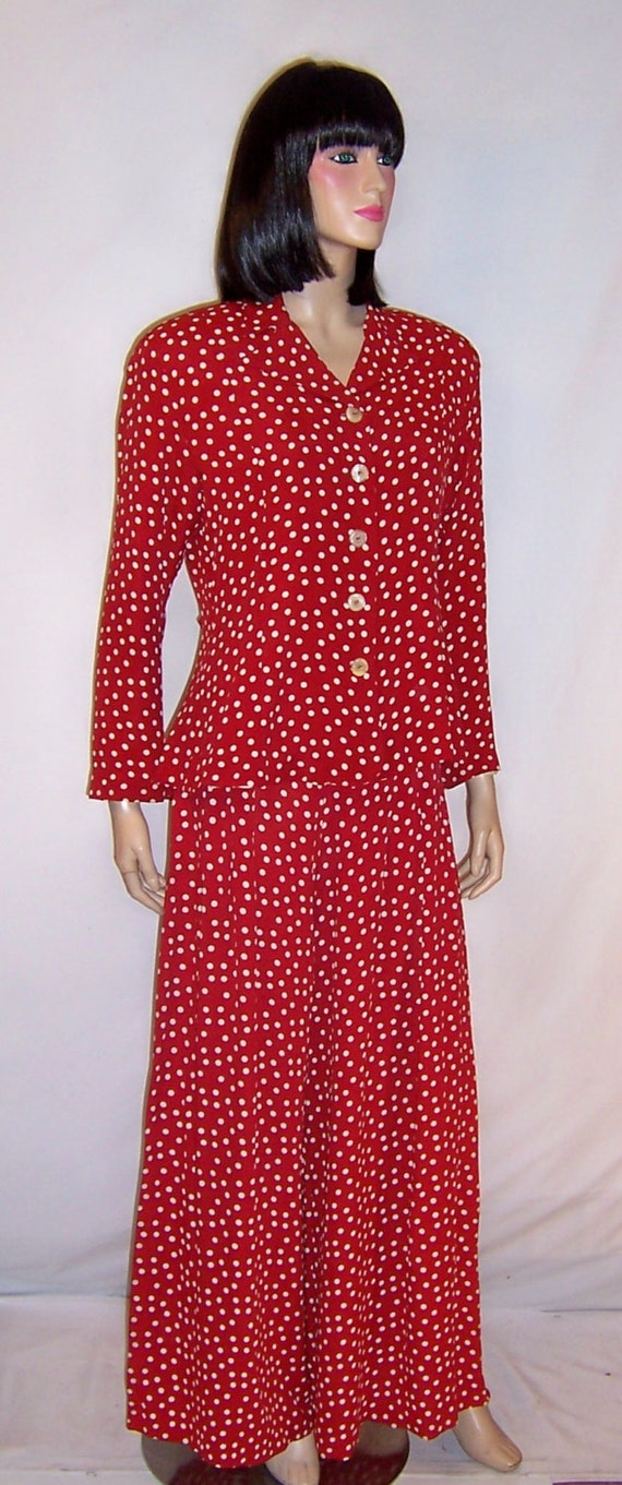 Betsey Johnson-Red and White Polka-Dotted Pant Su… - image 4