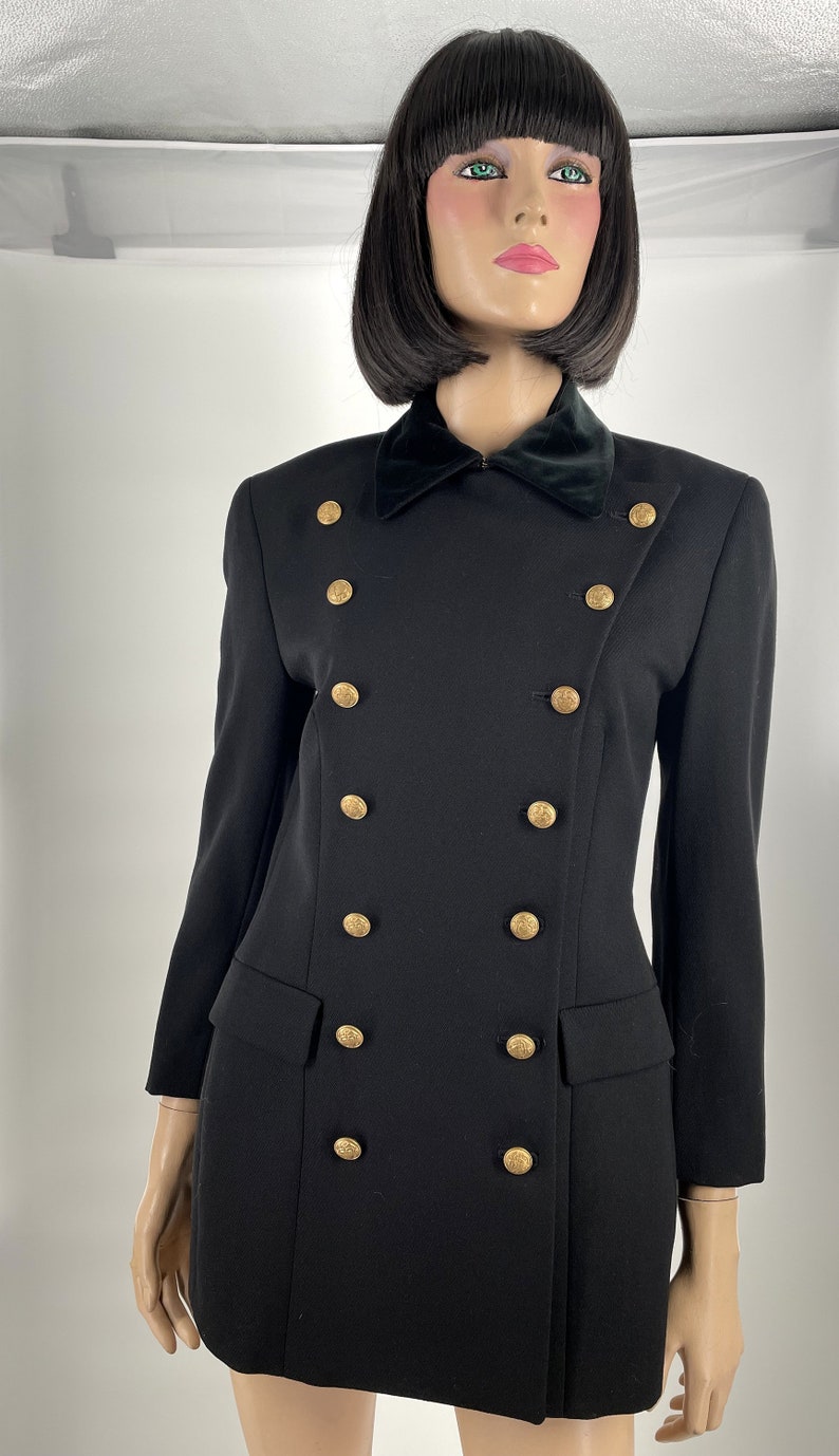 Stunning Ralph Lauren Country Black Woolen Double Breasted Jacket in Military Style image 2