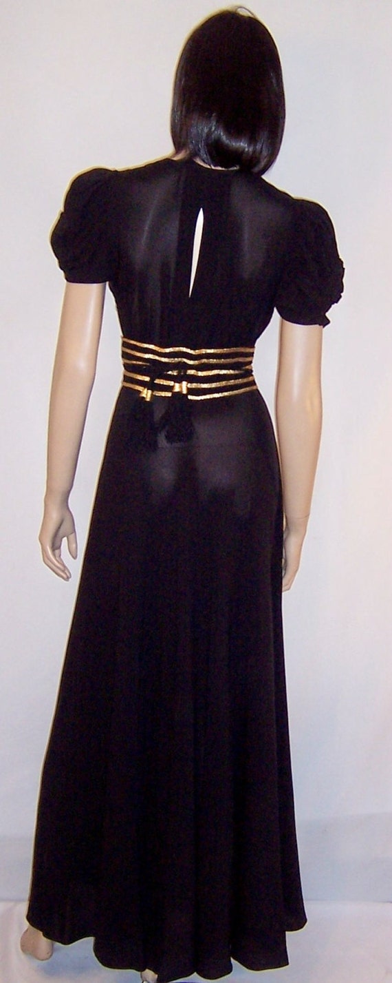 1930's to 1940's Fabulous Black Crepe Gown with G… - image 3