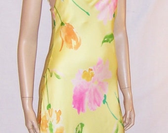 Ralph Lauren-Black Label-Yellow Silk Floral Printed Gown