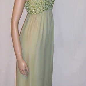 Pale Green Chiffon Gown With Sequined and Beaded Bodice and Matching Chiffon Shawl - Etsy