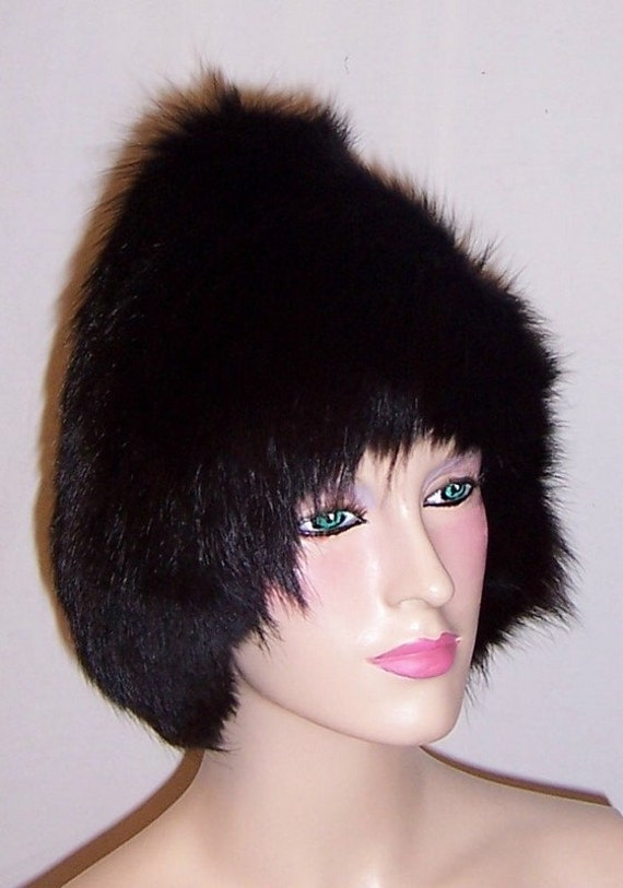Stunning Black Fox Pixie Fur Hat - image 1