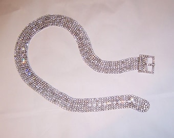 1980's Vintage, Clear Rhinestone Belt