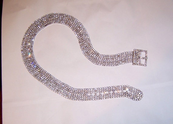 1980's Vintage, Clear Rhinestone Belt
