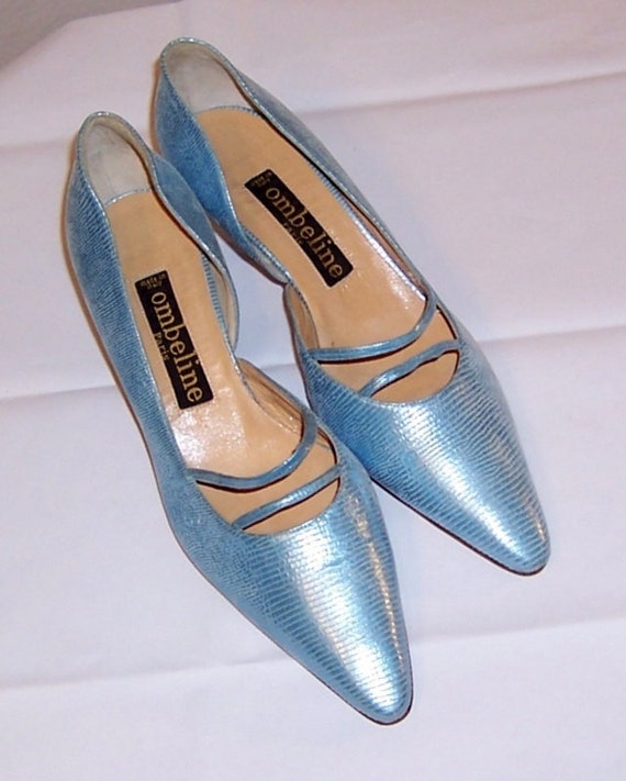 Powder Blue Metallic Pumps by 