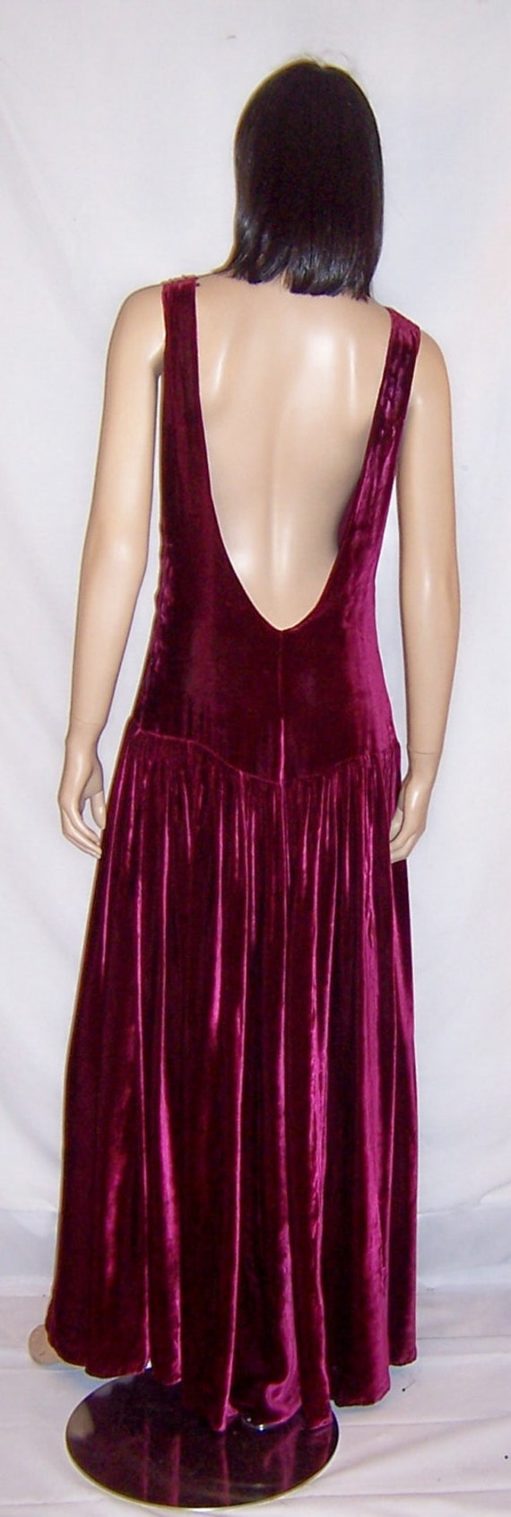 Deep Raspberry Silk Velvet  Floor Length Gown - image 3