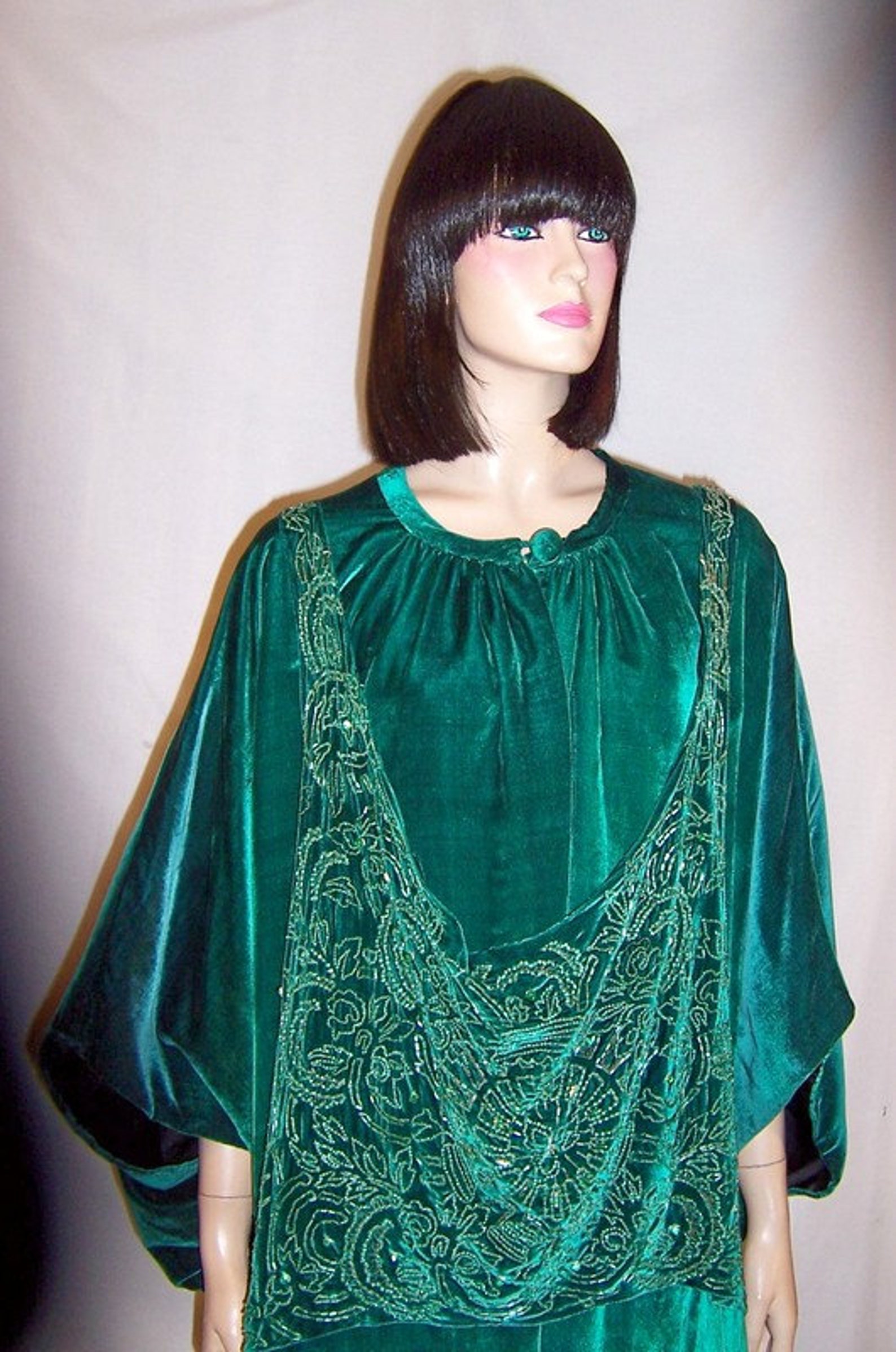 1920's Viridian Green Silk Velvet Cocoon Beaded Coat-a - Etsy
