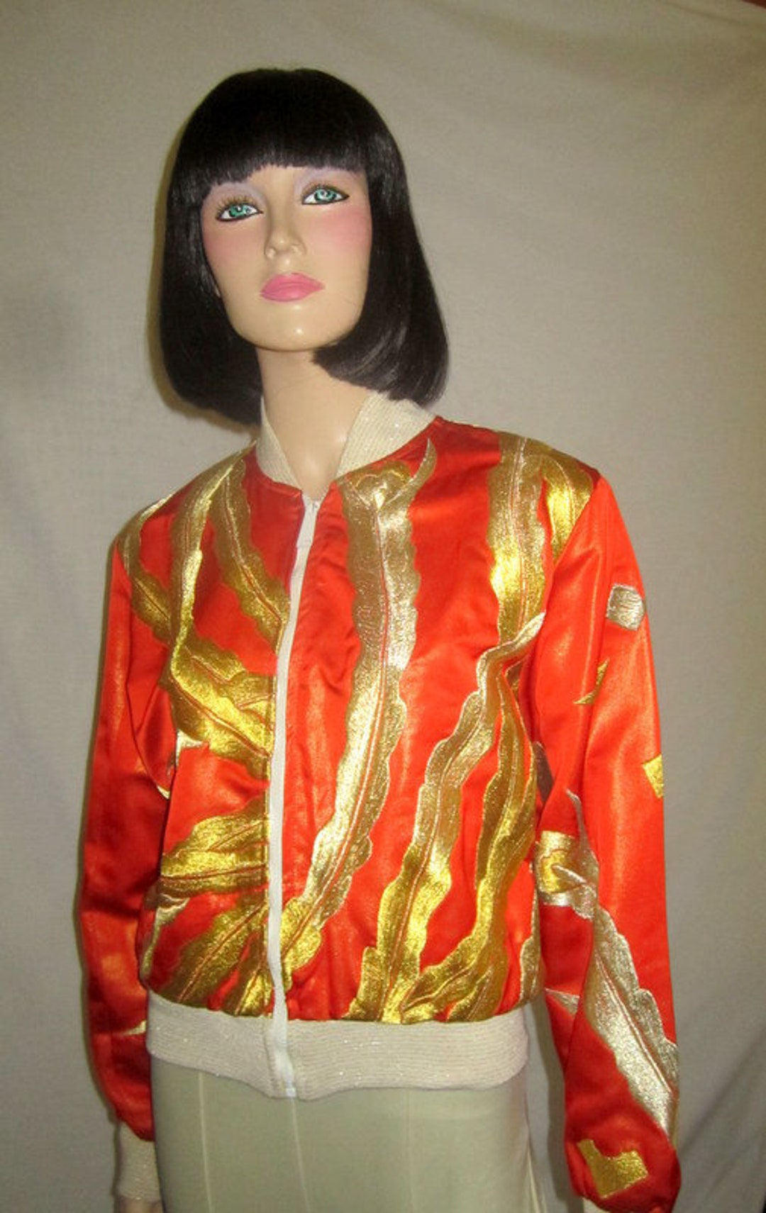 ジャケット・アウター sachi Sachi New York-orange and Gold Embroidered Jacket - Etsy Hong Kong