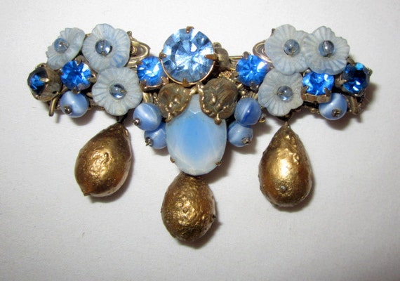 Brooch- Pate de Verre Florets and Crystal Brooch,… - image 2